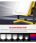 JUDYSSY 800W Led Rechargeable Floodlight Waterproof Outdoor Emergency Led External Projector Spotlight Searchlight showing six lighting modes.