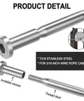 Low Profile Invisible Cable Railing Kit For 3/16 Inch Cables With T316 Stainless Receivers And Swage Stud Ends detail view