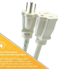 Outdoor Extension Power Block With Weatherproof Case, Heavy Duty Vinyl Jacket, Durable Cord, Reinforced Receptacles
