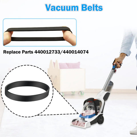 PowerDash Pet Compact Vacuum Belt Replacement Fits FH50700 FH50750 FH50702 FH50703 FH50710 440012733 440014074 Rubber Belts, black replacement belt shown with vacuum cleaner