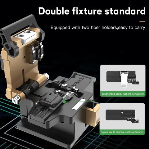 Pro Grade Auto Stability Fiber Optic Cleaver With 0.5 Degree Precision, 48,000 Blade Life, Built In Waste Bin, 250 Micron To 3.0 Mm Fiber And Flat Cable, Dual Fixture Design For Clean, Consistent Fiber Terminations