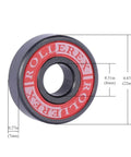 Silicon Nitride 608-2RS Ceramic Bearings Pre Lubricated For Skates And Scooters ABEC 7 High Speed Roller Bearings dimensions shown