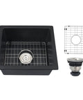 Black Bar Sink 16 By 18 Inch Undermount Granite Composite Wet Bar Sink For Kitchen Or Home Bar with accessories