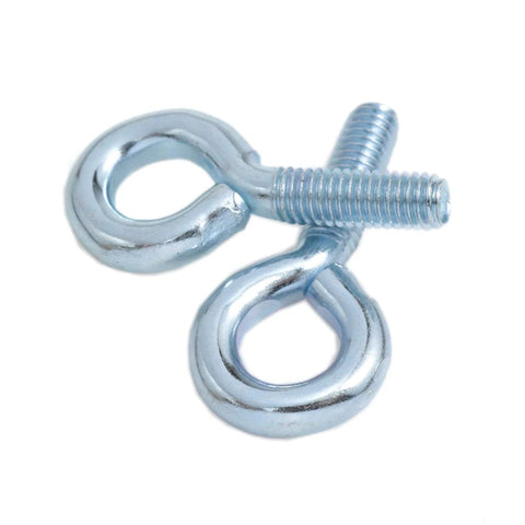 Heavy Duty 1/4 x 3/4 Inch Male Thread Eye Bolt With Nut, Shoulder Lifting Ring, Hook Style displayed on white background.