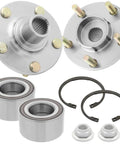 2 Pack Front Wheel Hub Bearing Repair Kit For Ford Transit Connect 2010 2011 2012 2013 Front Driver Or Passenger Side Includes Hub With Bearings Cross Referenced To SKF BR930529K MOOG 518519 OEM 7T161104AA 7T1Z1104A showing hub assemblies, bearings, axle nuts, and retaining rings.