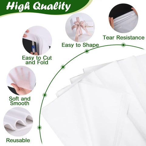 Bulk 200 Sheets White Tissue Paper 14x20 Inches For Gift Wrapping And Packaging Perfect For Gift Bags Crafts Party Decor Holidays Weddings And Creative DIY Projects, showing tear resistance and smooth texture