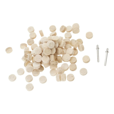 Get Ready For Some Serious Shine With The 100 Piece 13mm Wool Felt Polishing Buffing Pads Featuring Quick Fit Shank Design.