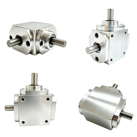 90 Degree Right Angle Bevel Gearbox with 1 to 1 Drive for DIY Projects at Home, Eight Millimeter Output Shafts, Aluminum Frame