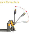 Apollo Lift Full Electric Lithium Pallet Jack, 3300 Lbs Capacity, 48V Brushless Motor, side view of adjustable handle angle feature.