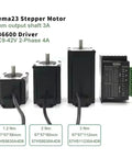 Nema23 stepper motors with 8mm output shaft and TB6600 driver, showcasing sizes and specifications for precise motion applications.