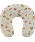 Women's Neck Pillow For Daily Use And Travel Comfort, Portable Memory Foam U Shaped Support with Cozy Floral Capybaras Design