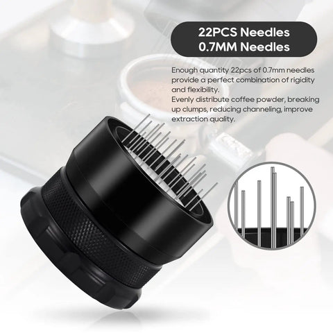 Espresso WDT Tool With 22 Needles For 58mm Portafilters Barista Grade Distribution And Stirring Tool in black with 22PCS needles