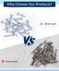 Comparison of anti-rust screws vs corroded nails from 530 Piece Wall Anchors Kit With Drywall Anchors And Screws, Picture Hangers