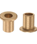Two Pack Bronze Flange Bearing Sleeve Set For Industrial Equipment With 10mm Bore, 14mm OD, 20mm Length, 2mm Flange Thickness, Self Lubricating Bushings shown front view