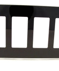 4 Gang Decora Plus Wall Plate With Screwless Snap On Mount Black Finish 80312 SE Durable Polycarbonate Construction front view