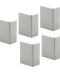 Killer Protection 5 Pack Brushed Stainless Steel Door Edge Guards Self Adhesive Satin Chrome Square Corner Protectors, set of five.