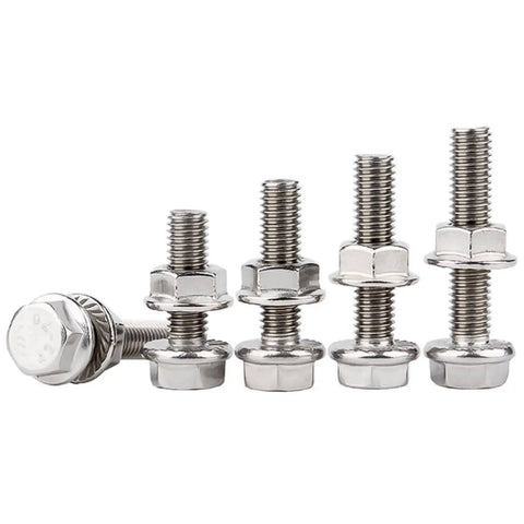 Stainless Steel M6 External Hex Head Flange Bolts And Nuts Kit 20 Sets M6x45 Enlarged Washer For Even Load Distribution