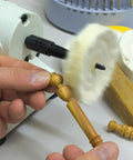 Close-up of Dope Benchtop Lathe Kit With One Sixteenth Horsepower For Jewelry Making polishing wooden piece