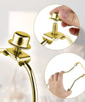 Snag These Tough 10 Inch U Shaped Lamp Harps To Secure Wobbly Table Lamps Fast Featuring Dependable Saddle Clips And Knockout Finial Caps For A Damn Nice Finish close-up of metal harp with saddle clip and finial