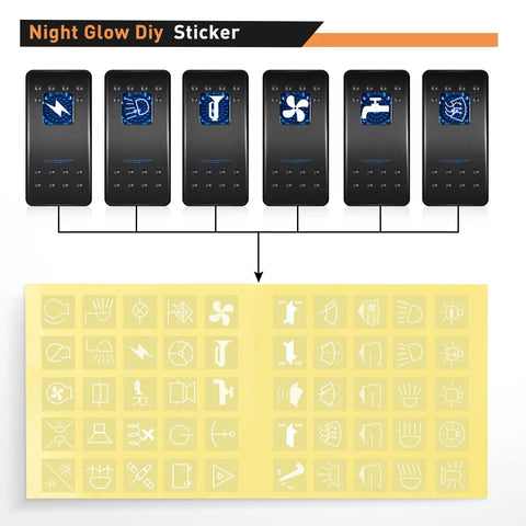2 Gang Rocker Switch Panel All In One With Dual USB Charger And Volt Meter Waterproof 12V 24V DC For Cars Trucks Boats RVs Marine Outdoor Use Night Glow Stickers, glow sticker sheet