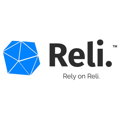 Logo of Reli, featuring a geometric blue shape and the tagline 'Rely on Reli.'