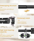 Heavy Duty Black Wrap Around Curtain Rod Set, Adjustable 66 To 120 Inch, Room Darkening Matte Black Drape Rod With French Return details