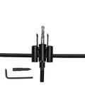 Awesome Adjustable Alloy Steel Hole Cutter Saw Kit With Double Blades And Easy Scale Marks For 30-200mm Precise Cutting On Wood And Plastic Boards Made Straightforward. adjustable black alloy steel hole cutter kit with drill bit and hex key