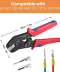 Ratchet Wire Crimping Tool For Open Barrel Terminals, 24-14 AWG, Durable Steel Crimper For Deutsch Delphi AMP Dupont TYCO Connectors