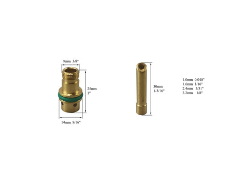 Brass components from TIG Welding Torch Accessory Kit With Wedge Collets 4CBGS 4C GS Series Tungsten Adapters