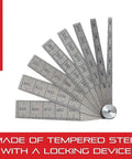 Tempered Steel Taper Gauge With Locking Device For Pros And DIY Home Improvement 0.100 To 0.500 Inches Range Eight Leaves Tool