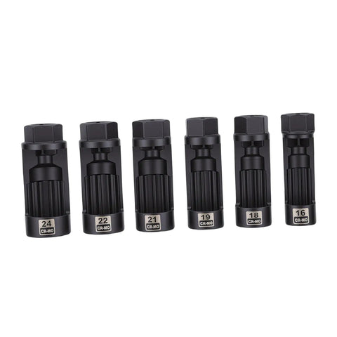 6 Piece Strut Nut Socket Set With Storage Case For Shock Absorber Nuts 16mm 18mm 19mm 21mm 22mm 24mm, 12 Point Design Sockets.