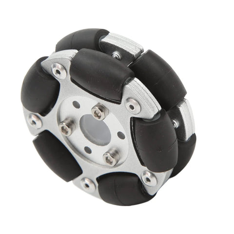60mm robot omni wheel with aluminum alloy body and black rubber rollers for DIY robotics