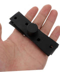 Heavy Duty Hidden Door Hinge Kit With Concealed Pivot for Secret Bookshelf Doors, black finish in hand, demonstrating size and design