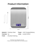 Type C Fast Charging Rechargeable Shipping Scale For Home Kitchen Digital Food Scale with LCD and stainless steel finish