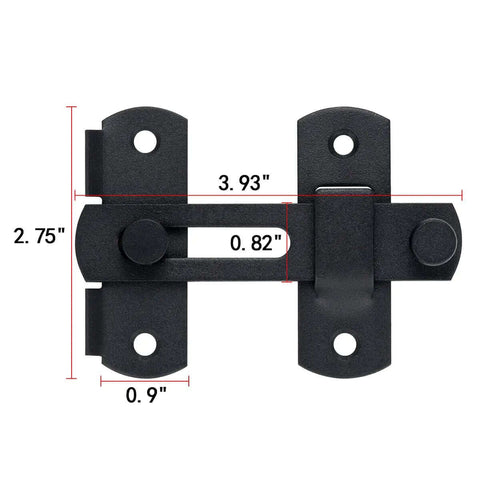 Matte black gate latch with dimensions, part of 3 Pack Flip Latch Gate Latches Matte Black Safety Door Lock Built Tough For Barn Doors