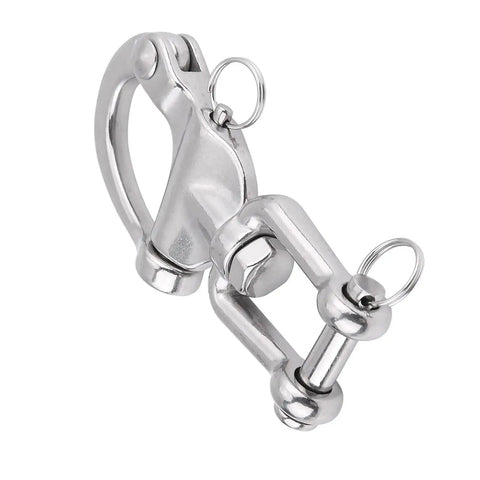 Rock Solid 316 Stainless Steel Swivel Snap Shackle For Sailboat Halyard Rigging And Heavy Duty Marine Hardware With A Tough As Nails Saltwater Resistant Build For Top Tier Yacht And Docking Applications Five Inch Model, close-up view.