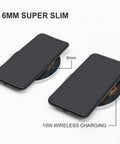 Image showing a 6mm super slim 10W Fast Wireless Charger Pad For Phones Slim Portable Charging Station Lightweight Travel Desk Mat