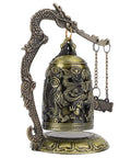 Vintage Bronze Dragon Lock Bell, 5 inch handcrafted piece with intricate design for display or decoration.