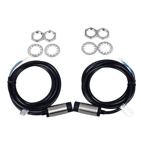 Two Pack 8mm Proximity Switch Sensor, 2 Wire Normally Open, Quick Response Inductive Proximity Sensor with connectors and cables
