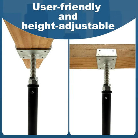 Close-up of adjustable screw top post for Heavy Duty Two Pack U Shaped Floor Jack with solid support for beams.