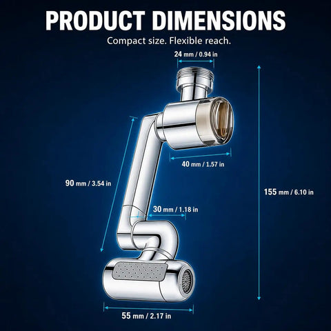 Smooth Operator Sink Helper 1080 Degree Rotating Faucet Extender Unit With Four Flexible Jet Patterns And Built In Mineral Filter For No Stress Washing Days