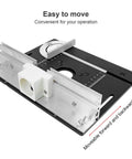 Killer Aluminum Router Table Insert Plate With Sharp Precision Scales And Ridiculously Sturdy Push Ruler Badass DIY Workbench Station Kit For Woodworkers Hustling For Top Shelf Accuracy And Flawless Cuts, showing adjustable aluminum scales.