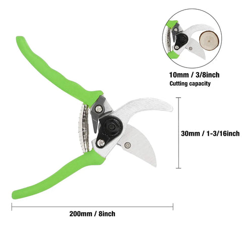 Limb And Branch Pruner Tool Set With Heat Treated Steel 15 Inch Lopper And 8 Inch Pruner featuring easy grip green handles