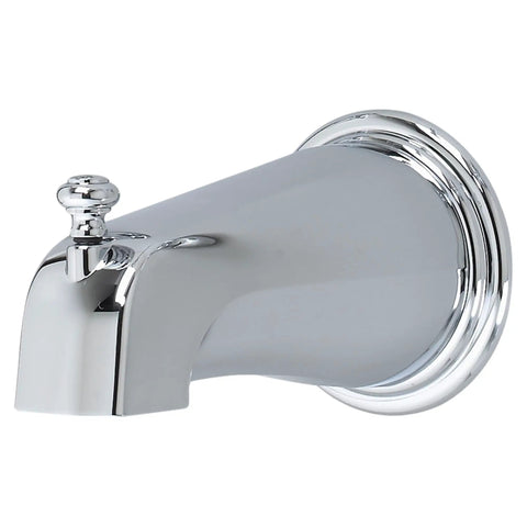 Deluxe Metal Diverter Tub Spout With Half Inch IPS Connection Polished Chrome Finish Five And One Half Inch Spout Reach
