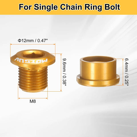 Five Pack M8 Aluminum Chainring Bolts For Road And MTB Bikes Lightweight Crankset Nuts And Chainring Screws In Yellow Durable