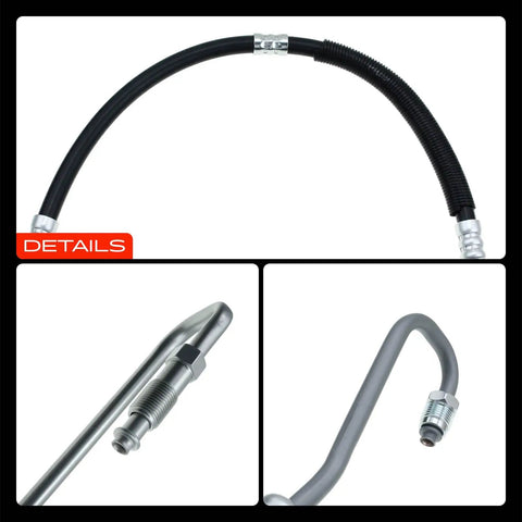 Detailed view of Dodge Durango And Dakota Power Steering Pressure Hose Line Assembly For 4WD V8 4.7L 5.9L With Switch Port O Ring And Washer Included Beefy 4WD Direct Fit Replacement From Pump To Gear