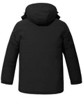 Back view of Big And Tall Mountain Ski Jacket For Men Waterproof And Windproof Snow Coat With Warm Lining And Ample Pockets Available In Tall And Big Sizes Up To 6X Large Perfect Cold Weather Rain Snow Gear in black.