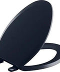 Savannah Elongated Closed-Front Toilet With Seat, Durable Stain-Resistant Polypropylene, Includes Cover, Navy, Easy-Clean.
