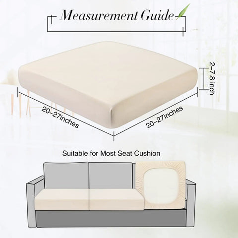 Measurement guide for Set Of 4 Stretch Cushion Covers For Patio Couch Cushions Elastic Slipcovers showing size range.