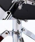 Close-up of the adjustable chrome frame and attachment details of Dead Comfy Drum Throne And Music Stool For Adults And Kids Packing Thicc PU Leather Seat.